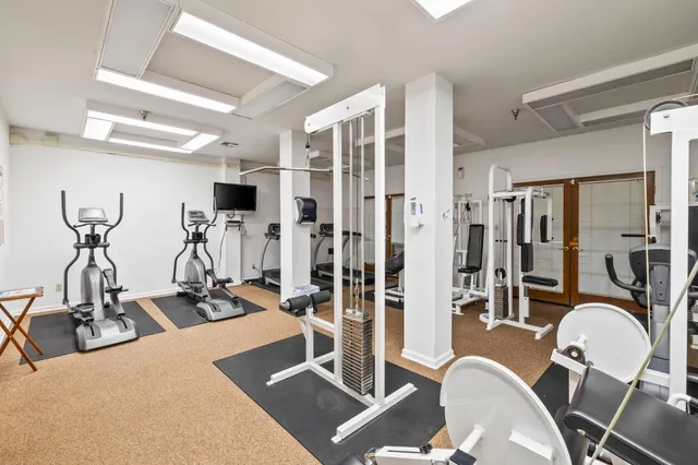 a view of a room with gym equipment