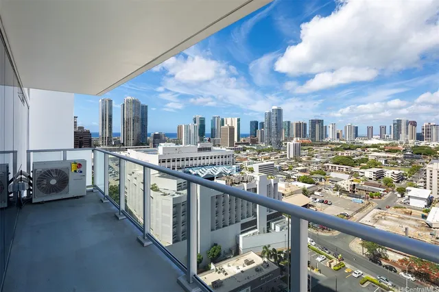 a view of a balcony with chairs