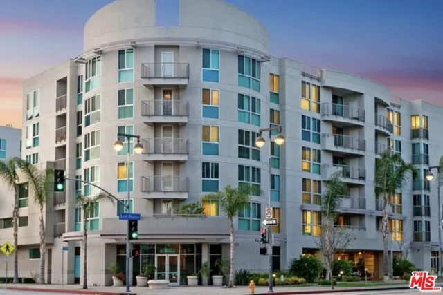 a front view of a multi story building