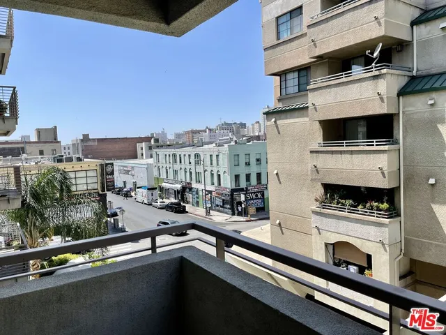 a view of a city from a balcony