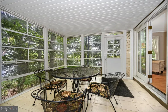 a table and chairs in a room