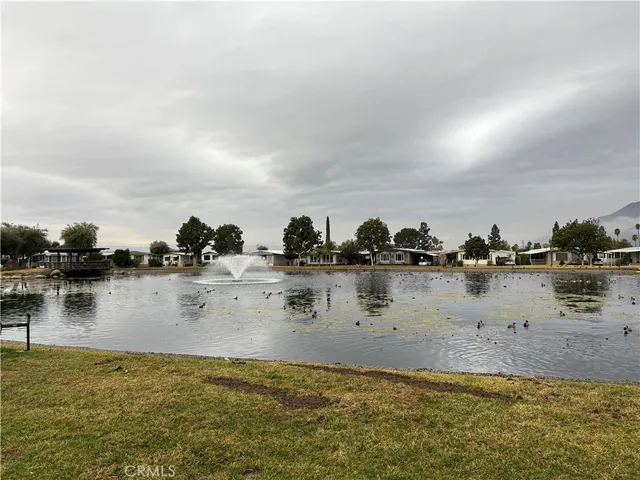 a view of a lake with houses