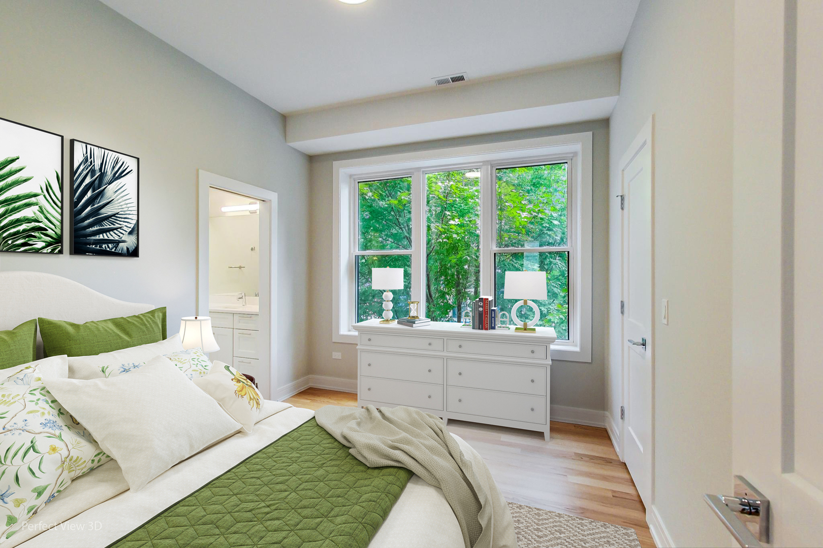 3534 West Wrightwood Avenue, Unit 1F Chicago, IL 60647 - Photo 8 of 18 a bedroom with a bed and a large window