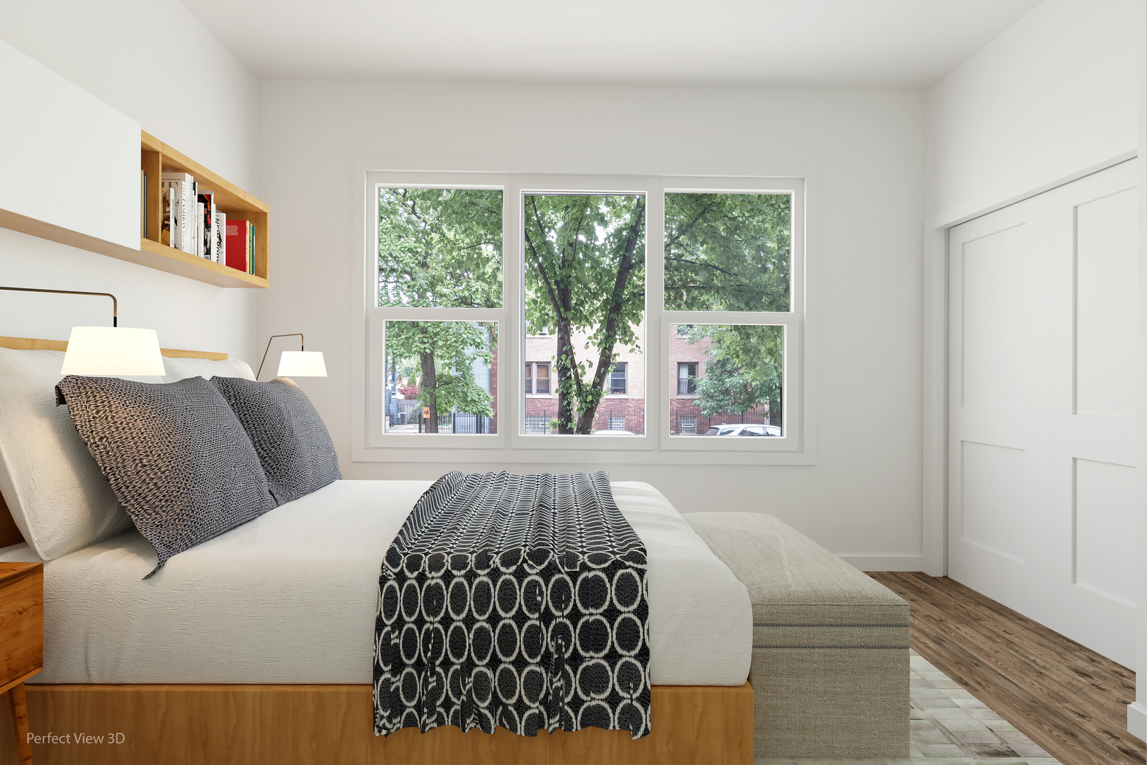 3534 West Wrightwood Avenue, Unit 1F Chicago, IL 60647 - Photo 10 of 18 a bed sitting in a bedroom next to a window