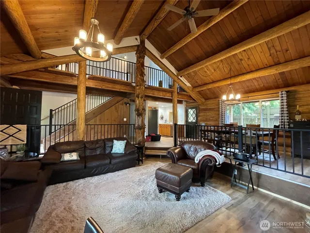 a living room with furniture