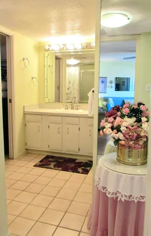 a living room with a table and a table