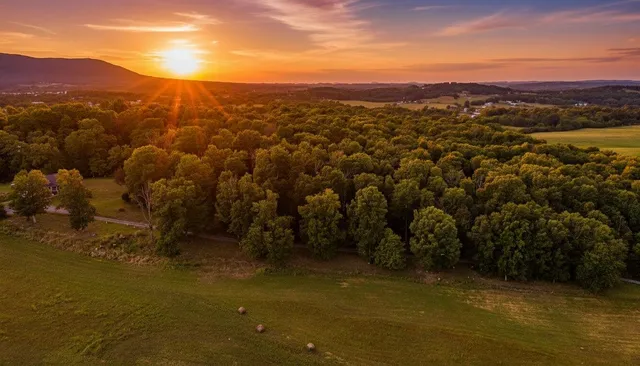 a view of a city with mountains in the background