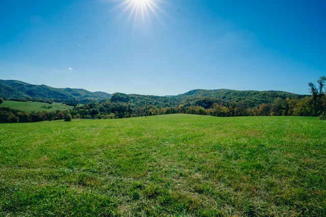 a view of a lake with a big yard