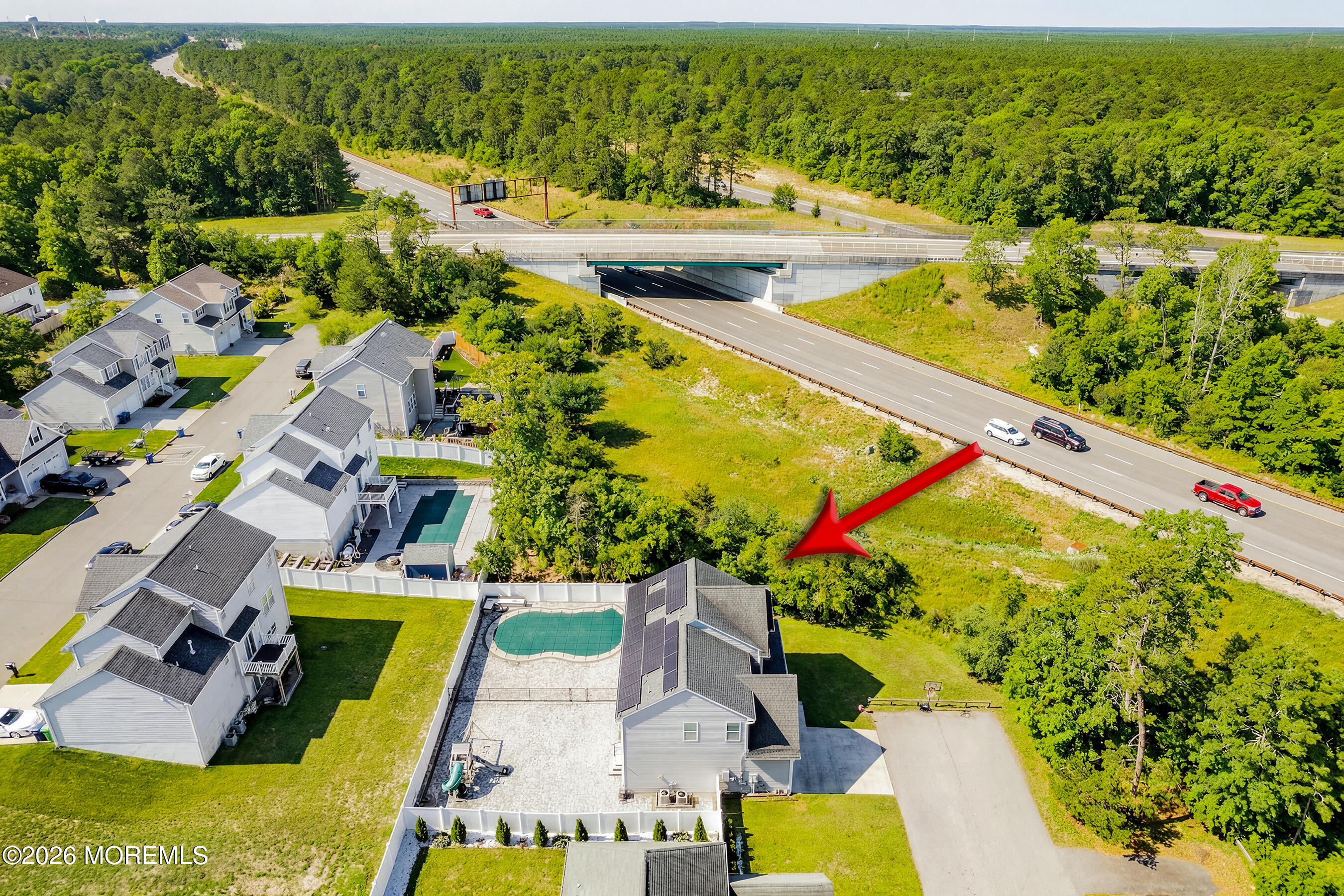 817 Locust Road Beachwood, NJ 08722 - Photo 42 of 52 79-Left Aerial with arrow Virtual Spring