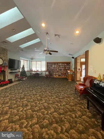 a living room with a large window
