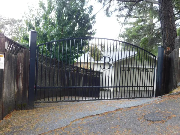 a view of a black gate