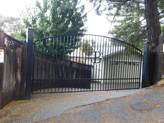 a view of a black gate