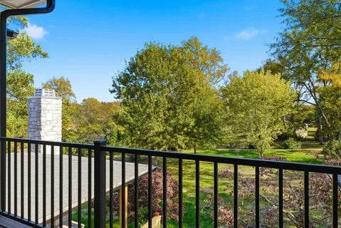 a view of a hallway with wooden floor and a potted plant