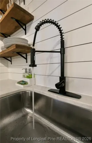 a view of a sink and an umbrella