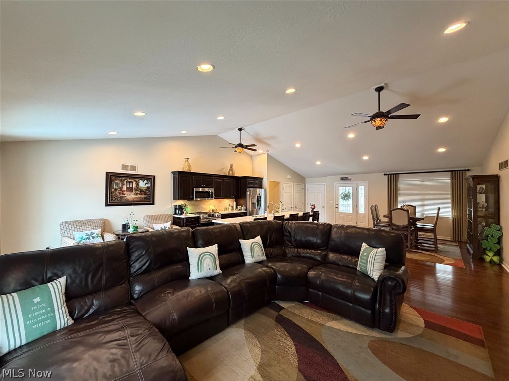 1343 Courtland Road Weirton, WV 26062 - Photo 16 of 50 Living area with wood finished floors, ceiling fan, and recessed lighting