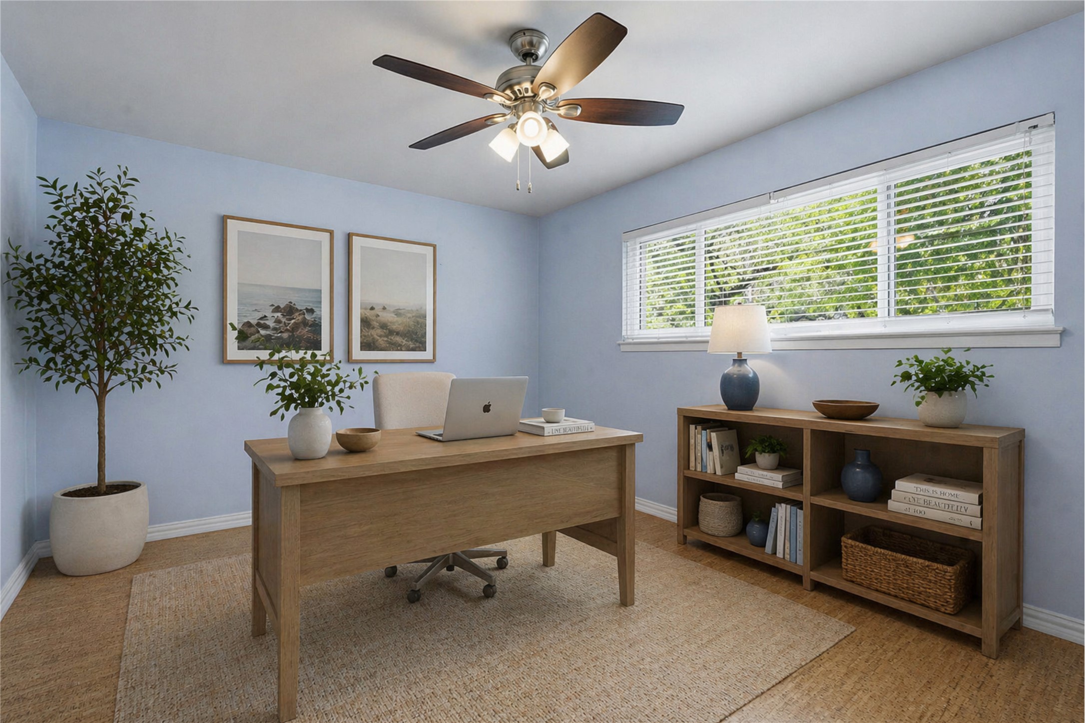 1210 Windsor Road, Unit 104 Austin, TX 78703 - Photo 19 of 27 Spacious room with light blue walls and wood-finish flooring