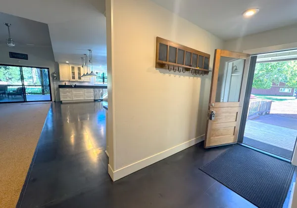 a bathroom with a sink double vanity and a mirror