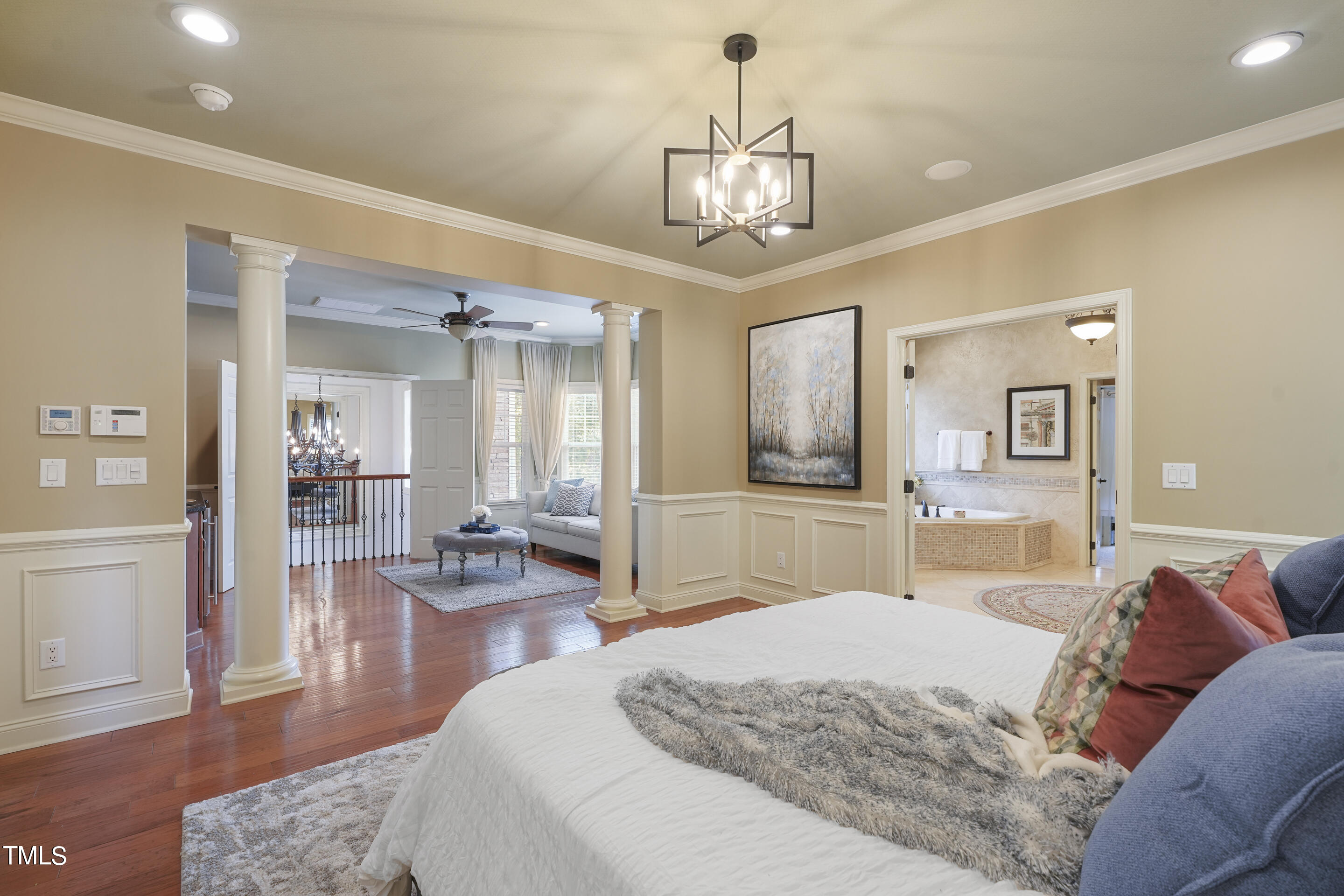 401 South Bend Drive Durham, NC 27713 - Photo 29 of 65 a living room with furniture and a chandelier