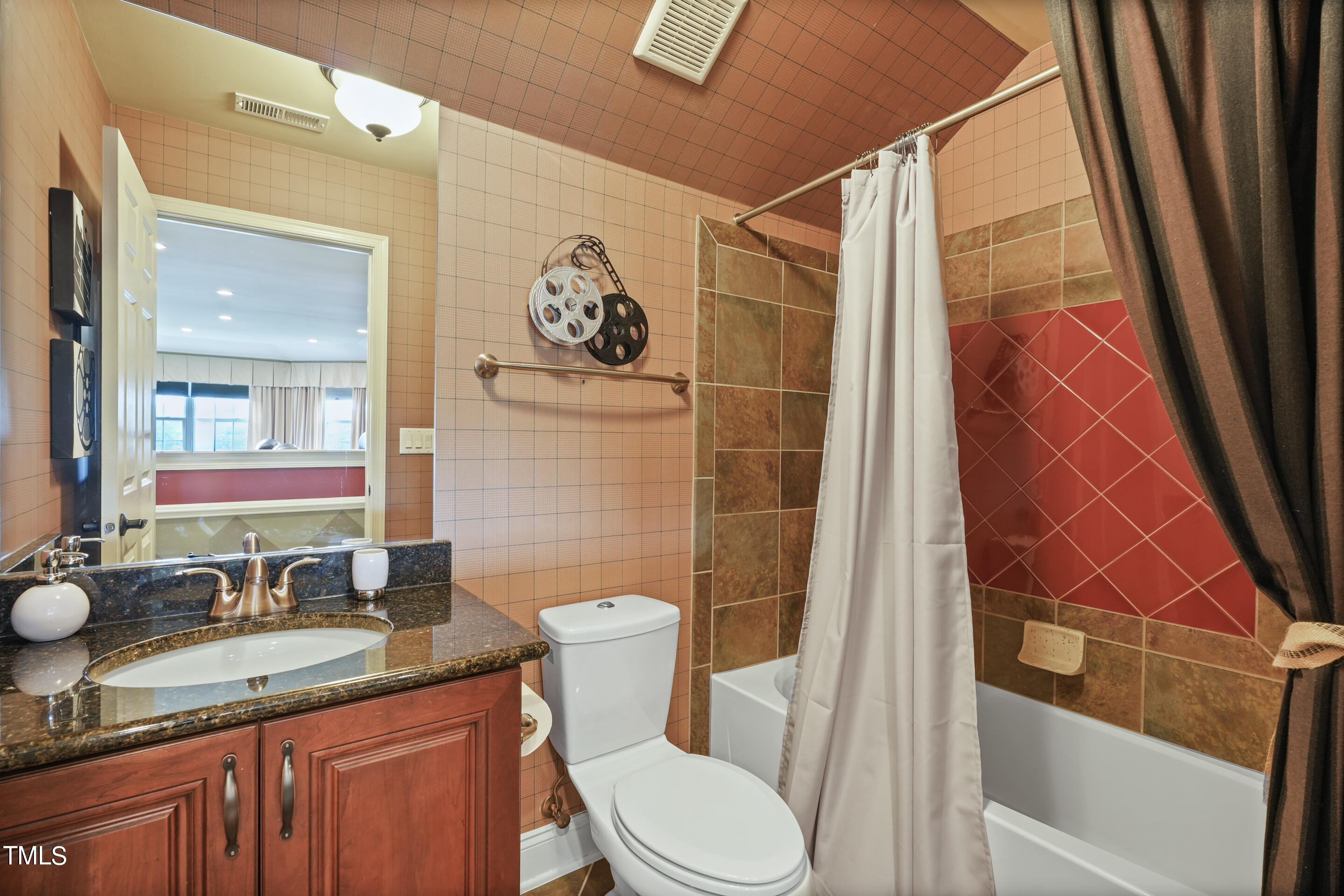 401 South Bend Drive Durham, NC 27713 - Photo 46 of 65 a bathroom with a granite countertop sink toilet and shower