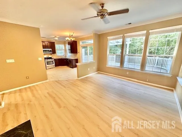 a large room with windows