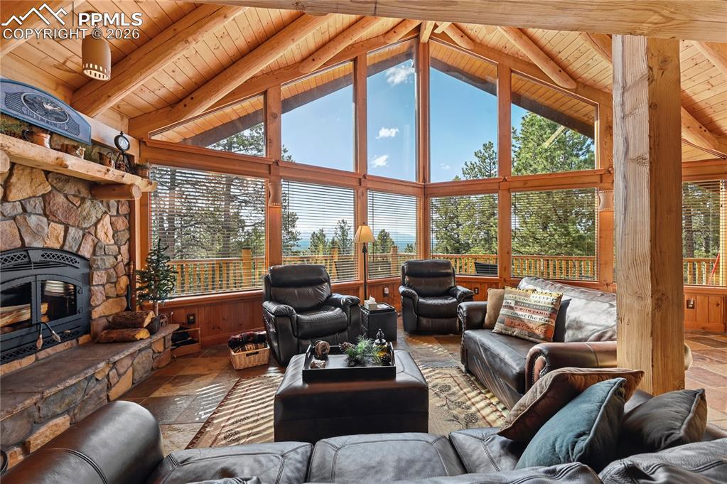 3613 Trail Creek Road Florissant, CO 80816 - Photo 11 of 43 a living room with furniture and a large window