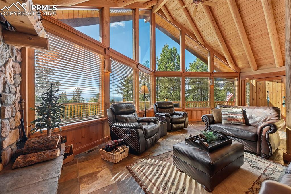 3613 Trail Creek Road Florissant, CO 80816 - Photo 10 of 43 a living room with furniture and a large window