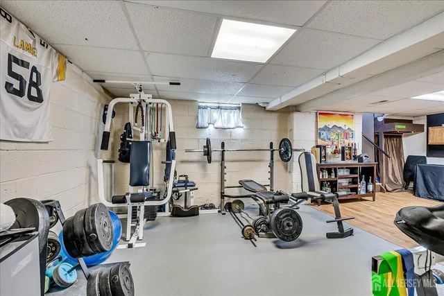 a view of a room with gym equipment