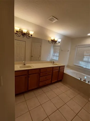 a bathroom with a sink and a large mirror