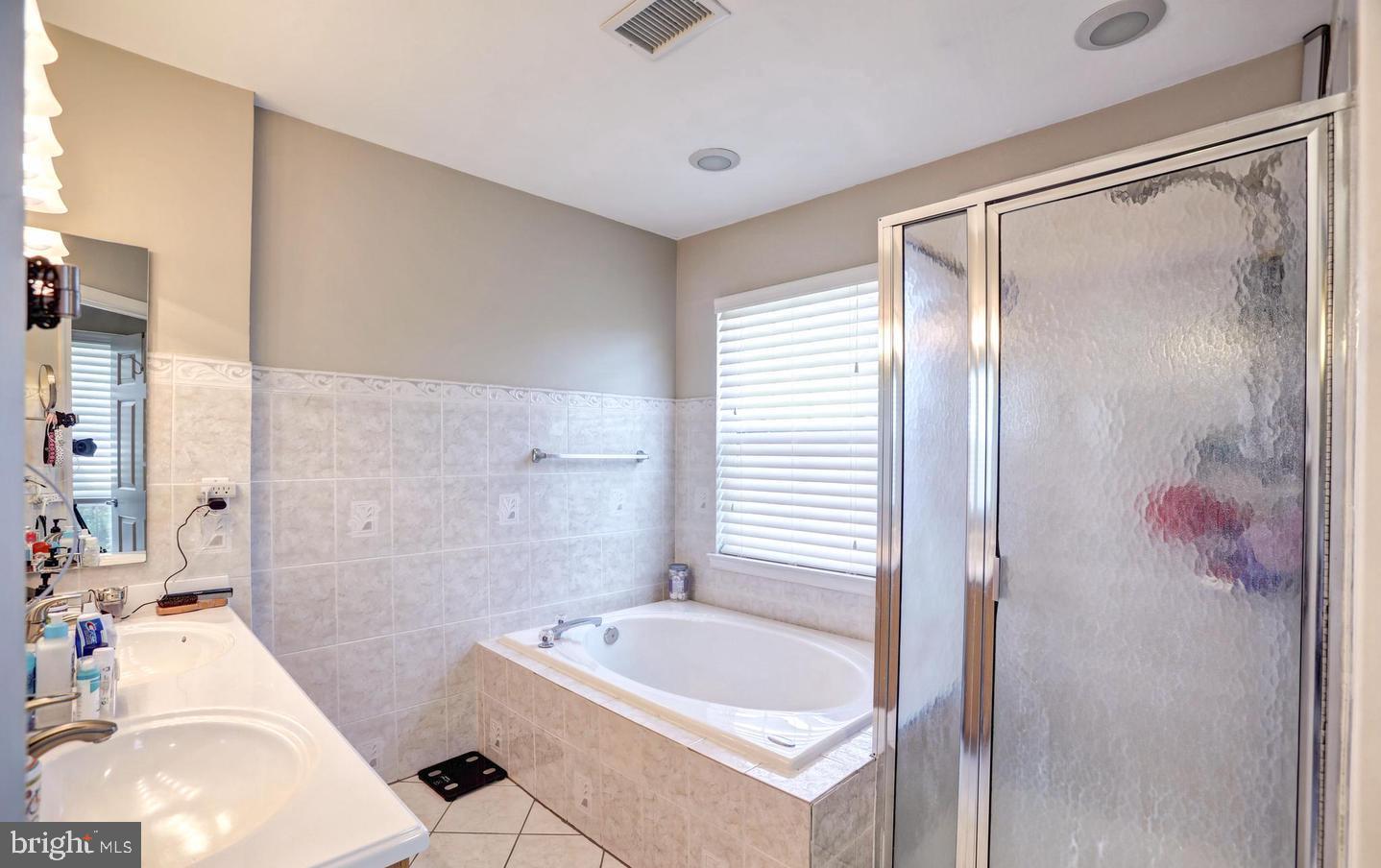 102 Cagney Terrace Southeast Leesburg, VA 20175 - Photo 17 of 26 a bathroom with a tub a sink and a large mirror