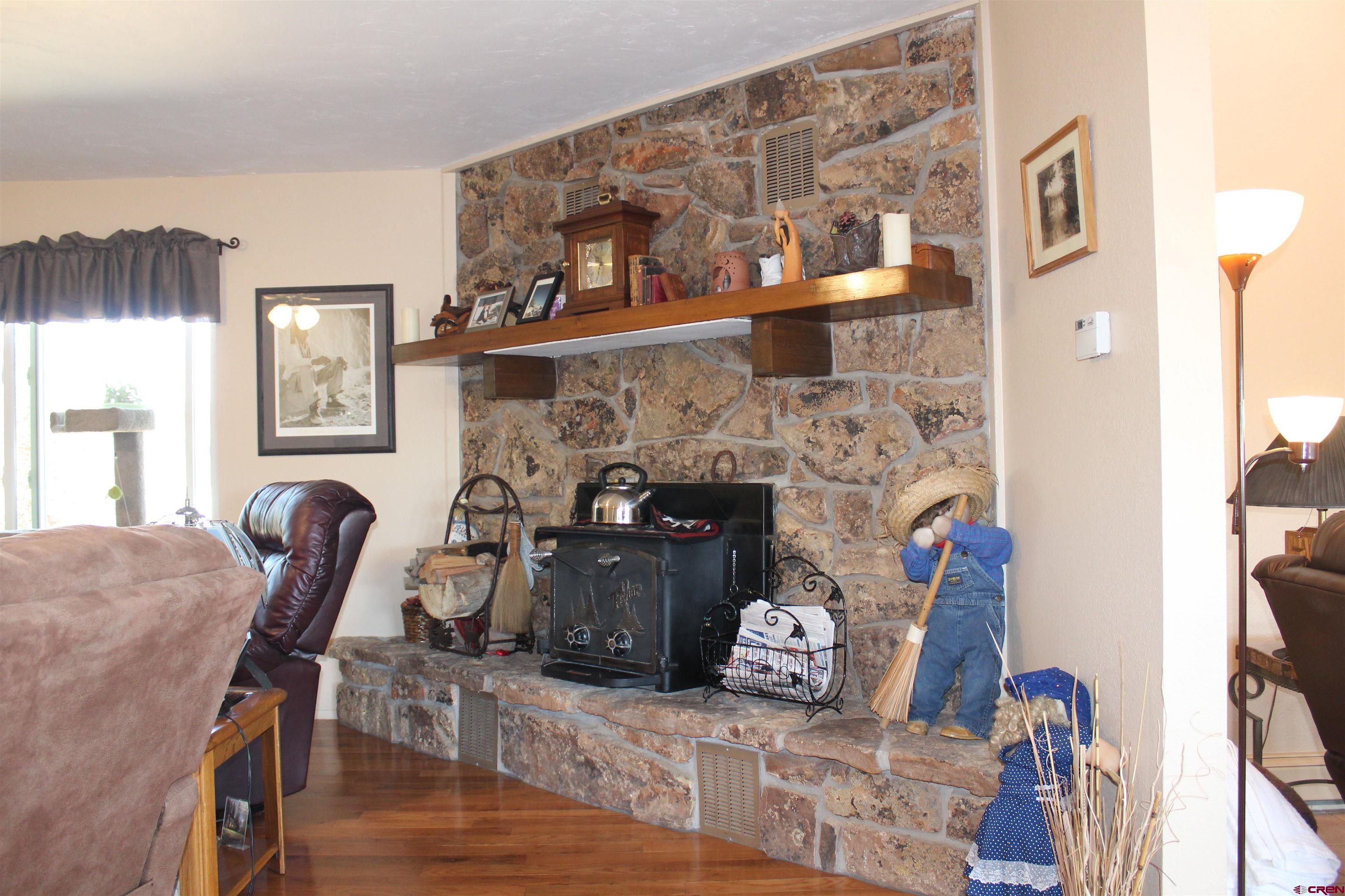 13762 F Road Delta, CO 81416 - Photo 7 of 34 a living room with furniture a flat screen tv and a fireplace