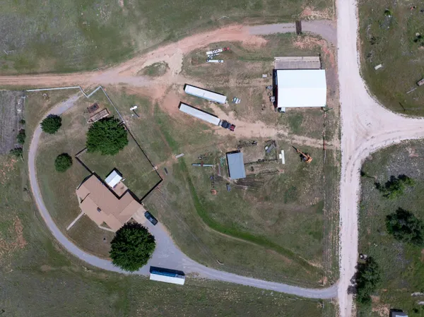 an aerial view of a house