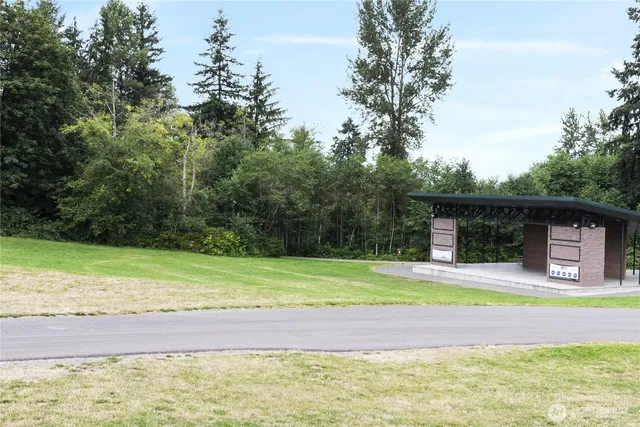 a view of a park with slide