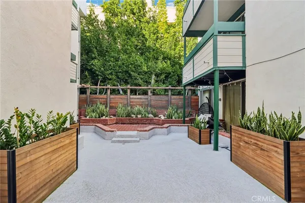 an outdoor view with patio