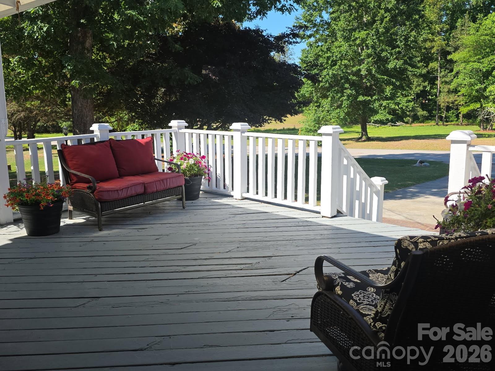313 Pigg Street Pageland, SC 29728 - Photo 5 of 48 a view of a patio with table and chairs and potted plants