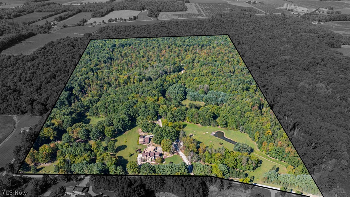 8801 Bunker Road Orwell, OH 44076 - Photo 50 of 50 Aerial view of property and surrounding area with property parcel outlined