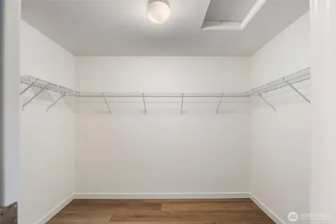 a view of a room with racks on the wall