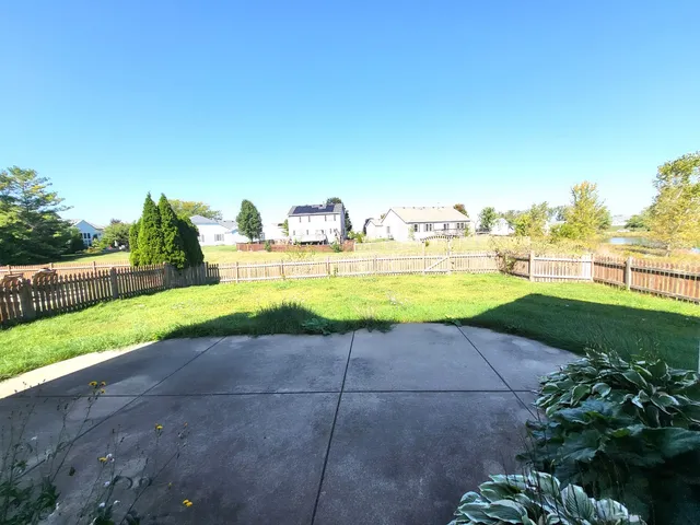 a view of a yard with a large trees