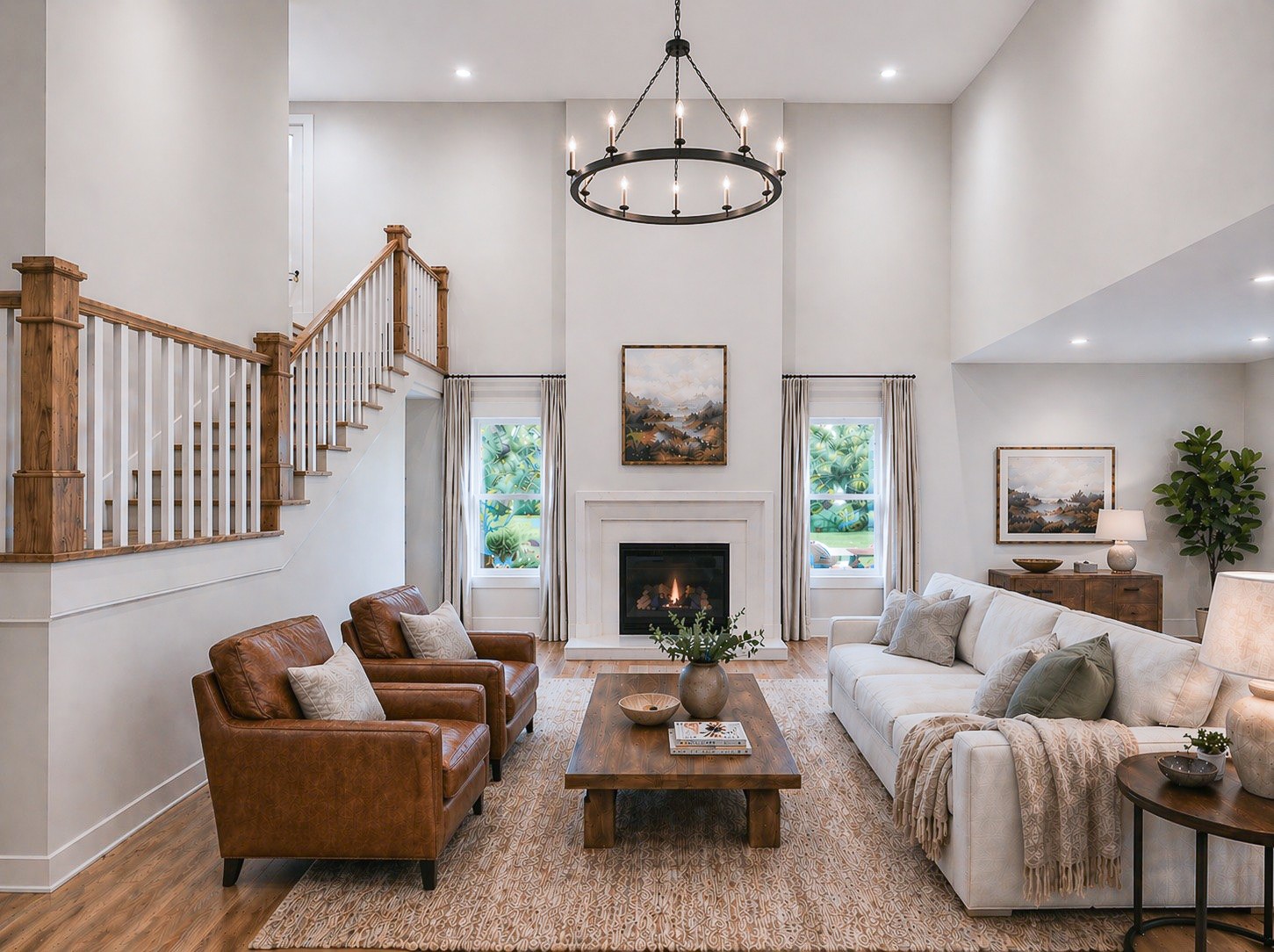 5520 Sinclair Street Murfreesboro, TN 37127 - Photo 1 of 11 a living room with furniture a fireplace and a chandelier