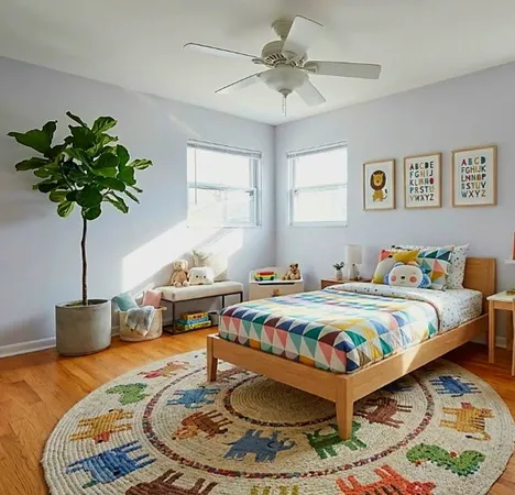 a bed room with a bed and a chandelier