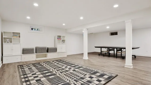 a view of a living room and dining room