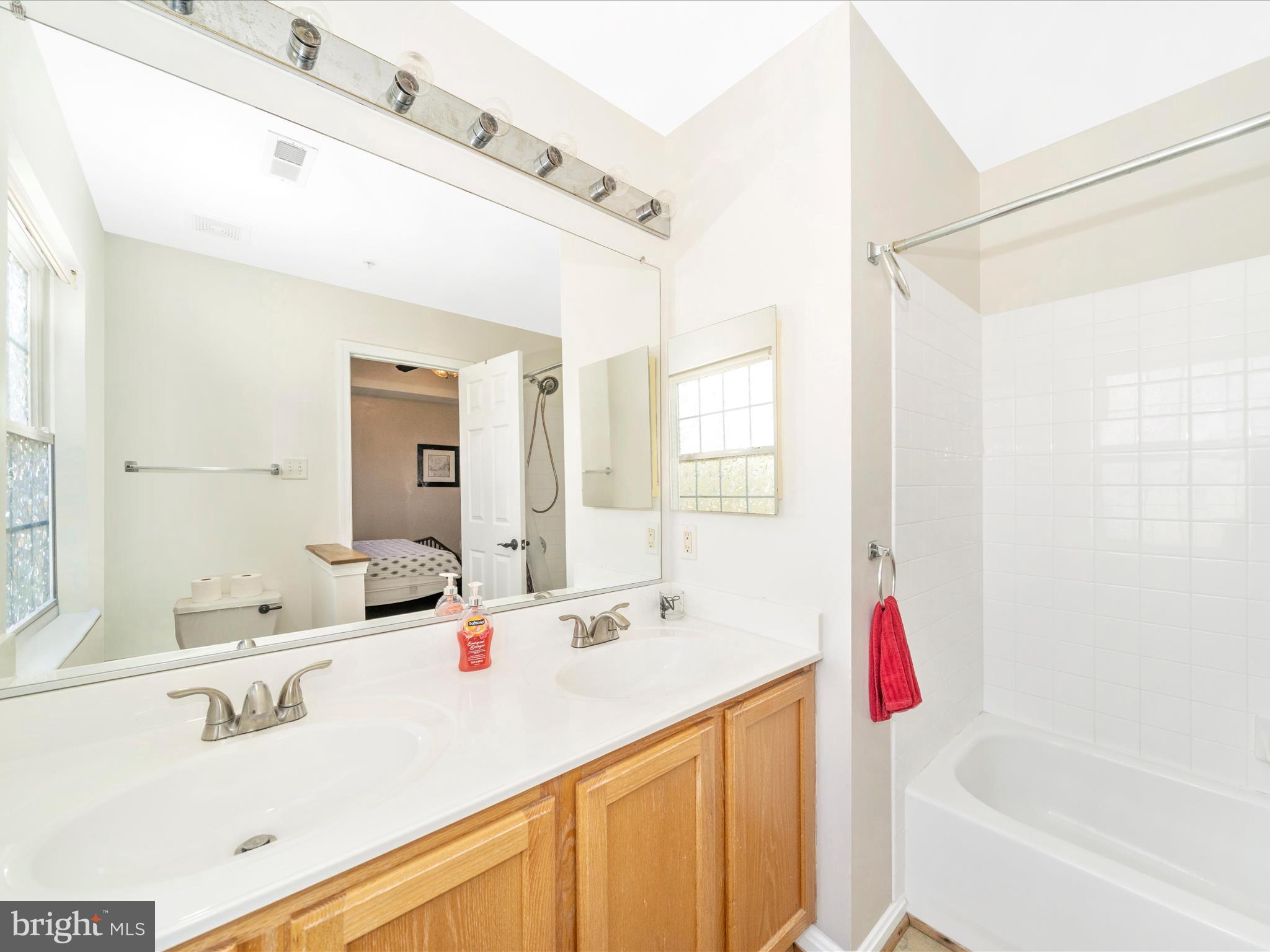 514 Ellison Court Frederick, MD 21703 - Photo 32 of 53 a bathroom with a tub sink vanity and mirror