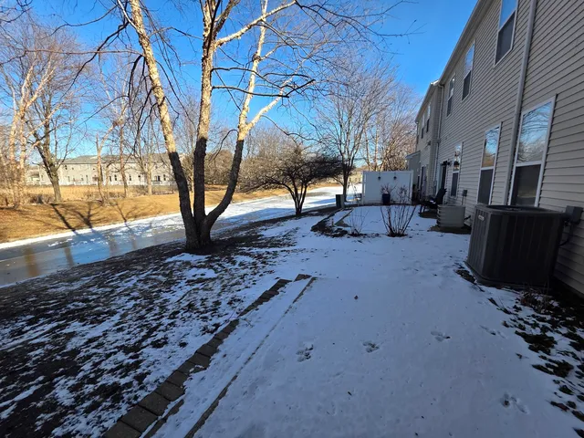 a view of a yard with a tree