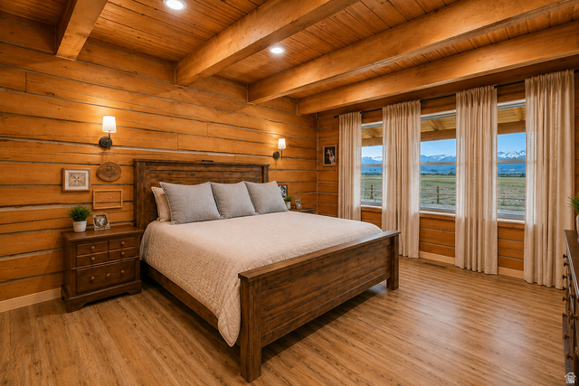 544 East 600 North, Unit 1 Joseph, UT 84739 - Photo 15 of 65 Log-style walls and exposed wood beams define this room