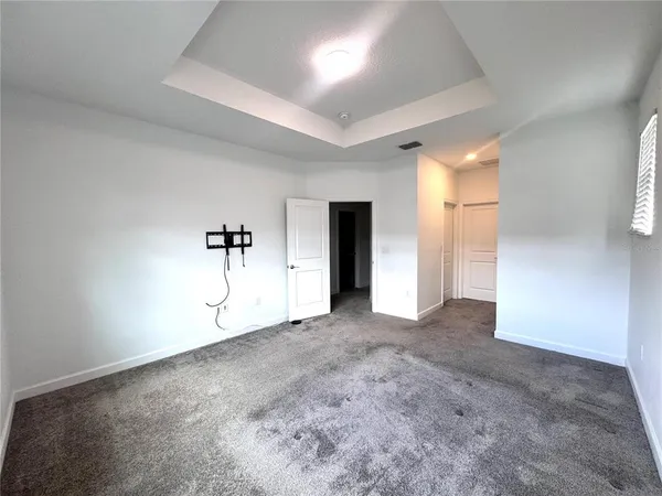 a view of a room with a mirror