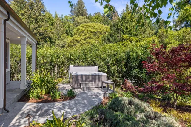a view of a lake with a mountain in the back