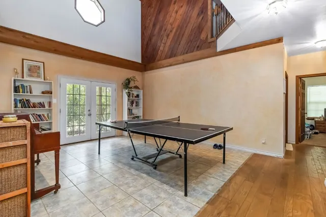 a view of a livingroom with furniture and wooden floor