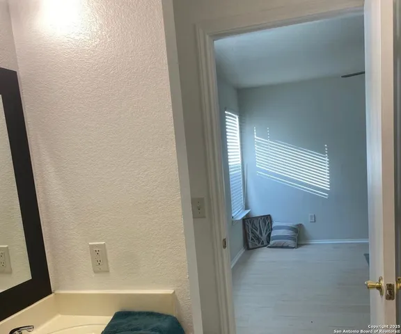 a view of a small space with window