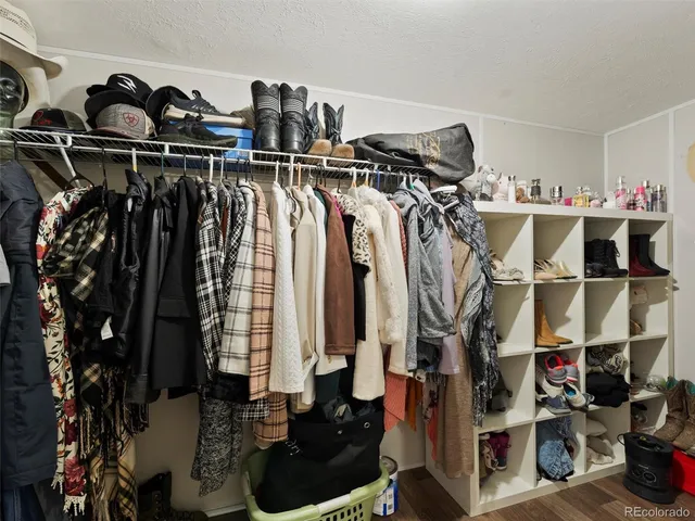 a close view of walk in closet