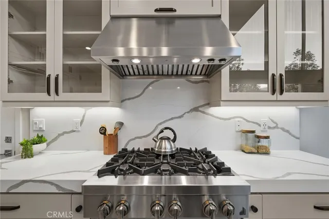 a close view of a stove in the kitchen