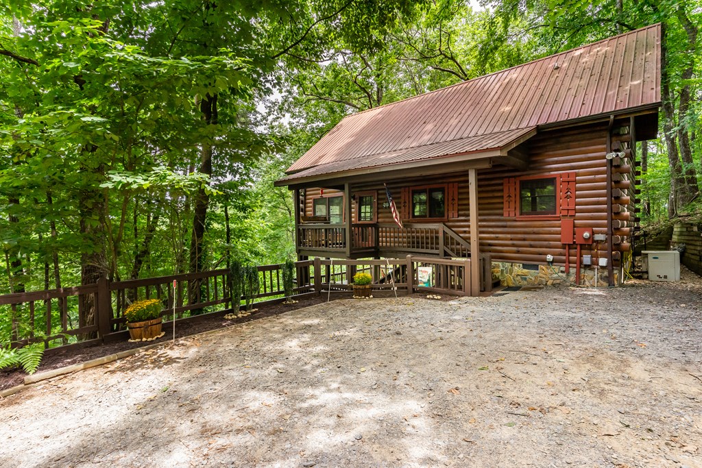 54 Ascherman Court Blue Ridge, GA 30513 - Photo 42 of 48 a view of a house with a bed and a large tree